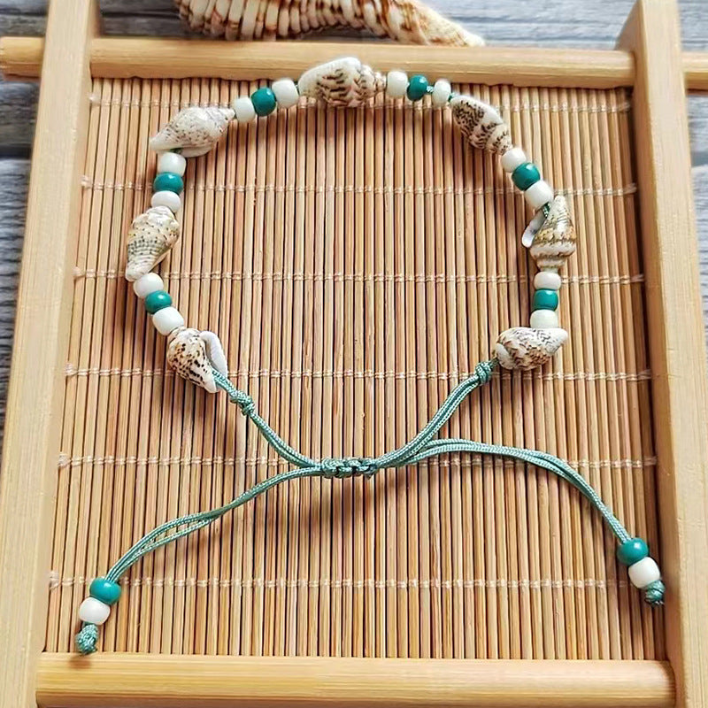 Wholesale Rice Bead Natural Shell Conch Handmade Woven Bracelet